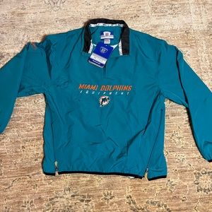 NWT Official NFL Reebok 3/4 Zip Up Windbreaker Miami Dolphins